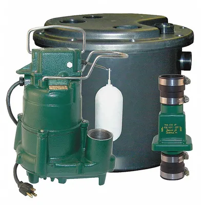 ZOELLER Sink Drain Pump System: 5 gal, 1/2 hp, 115V AC, 61 gpm Flow Rate @ 10' of Head - General Purpose Sink Drain Pump Systems