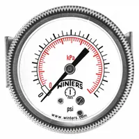 WINTERS Panel-Mount Vacuum Gauge: U-Clamp, 3 1/2 in Dial, 1/4 in NPT Male, Center Back, P9U 90, IP52 (MPN P9U901455UC)