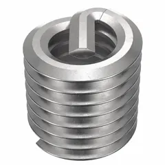 18-8 stainless steel helical insert with screw-locking feature to resist loosening under vibration. Tanged tang style for installation. Requires 4.2mm drill bit and M4-0.70 STI tap. Tensile strength 200,000 to 250,000 psi. Used to repair or reinforce threads in metal components.