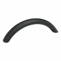 This load-rated arched pull handle is made of black aluminum with a 7.56-inch mounting hole center-to-center distance and M8 screw size. It is designed for use on industrial enclosures, machinery doors, and access panels