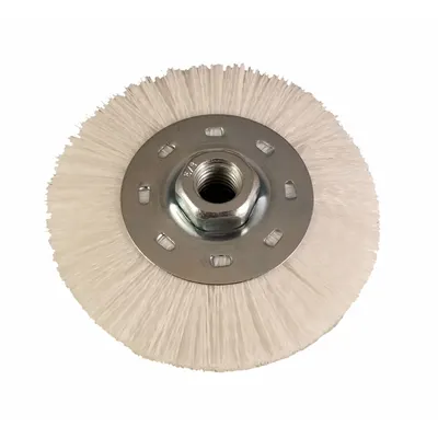 DICO Abrasive Wheel Brush: Nylon, 4 1/2" Dia x 1/2" Wd, 5/8"-11 Arbor - Nonabrasive Cleaning Brushes