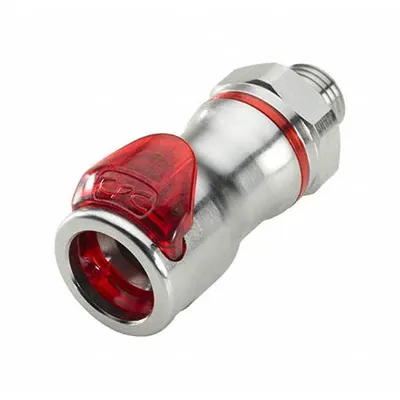 CPC Quick Connection Coupling: Straight, 3/8 in Pipe Size, Warm Red, Quick Disconnect - Chrome-Plated Brass Quick-Disconnect Tube Fittings