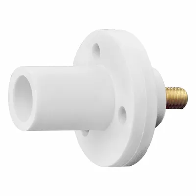 LEVITON Single Pole Receptacle: White, Straight Taper Nose Mating, Threaded Stud Termination - Receptacles with Threaded Stud Terminations