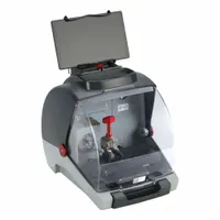 Automatic key duplicator designed for duplicating vehicle keys. Handles cruciform, cylinder, and vehicle key types. Features an HSS cutter, machine height of 20 1/2 inches, and machine width of 12 1/2 inches. Suitable for automotive locksmiths and key service centers