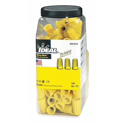 IDEAL Twist-On Wire Connectors: Yellow, Wire Sizes 14 AWG – 8 AWG, 600 V, 175 - General Purpose Wire Connectors