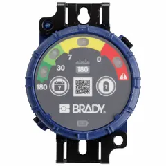 Pack of 10 inspection timers in dark green, light green, red, and yellow. Yellow light flashes every 10 seconds to indicate 180-day inspection intervals. Used for visual compliance tracking in industrial environments.
