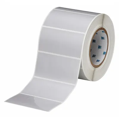 BRADY Pre-Cut Label Stock Roll: 2 in x 4 in, 2 in, Polyester, Gray - Brady Precut Label Rolls