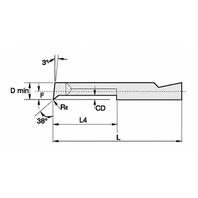 WIDIA Boring Bar: Boring, TiN, 2.23mm Center to Cutting Tip, Right Hand - Machining