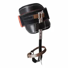 This pole climber kit features steel gaffs with a 22° angle and leather pads. The climber length adjusts from 15 in minimum to 19 in maximum. Designed for use with Klein Tools pole and tree climbers, it provides secure footing for climbing utility poles and trees.