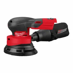 This bare-tool cordless disc sander features a 5 in diameter hook-and-loop pad with a 3/32 in random orbital action. It is powered by the M18 FUEL 18 V battery system (battery and charger sold separately). Suitable for sanding and finishing wood, metal, and painted surfaces in woodworking, automotive, and general construction applications.