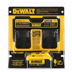 Single-port charger compatible with 12V DC, 20V DC, and 60V DC DEWALT batteries. Charges a 4 Ah battery in 1 hour. Suitable for recharging power tool batteries in workshops, construction sites, and maintenance operations.