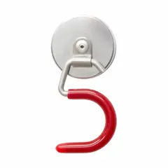 Holding-style cup ceramic magnet encased with a clip for mounting. Provides 19 lbf maximum pull force. Suitable for light-duty holding, fixturing, and positioning tasks in industrial environments.