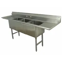 ADVANCE TABCO Scullery Sink: 3 Bowls, 43 in Overall Ht, 120 in Overall Lg, 30 in Overall Wd (MPN FC-3-2424-24RLX)