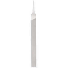 Double-cut half-round file with single-edge smooth cut, 12 inches long without tang, 1 1/8 inches wide, regular taper, natural finish. Used for general metalworking, deburring, shaping, smoothing, and finishing metal surfaces in fabrication, maintenance, and tool-and-die work.