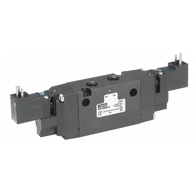 Parker Solenoid Air Control Valve: B3, Four-Way / Three-Position, Double Solenoid - Parker B Series Solenoid-Operated Inline Valves