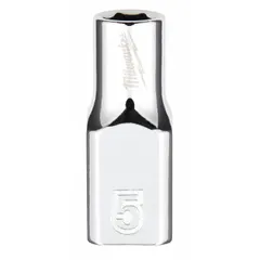 This 1/4 in drive, 5 mm, 6-point standard socket is part of the MILWAUKEE anti-roll hand socket line. The chrome finish provides corrosion resistance. Suitable for tightening or loosening metric hex fasteners in general maintenance and repair tasks.