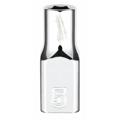 MILWAUKEE Standard Socket: Metric, 1/4 in Drive Size, 5 mm Socket Size, 6-Point, Std - Anti-Roll Hand Sockets