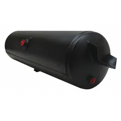 This horizontal air tank is designed for vehicle-mounted pneumatic systems, providing compressed air storage for brake systems, air suspension, and auxiliary accessories. With a maximum operating pressure of 125 psi and an overall length of 29.25 inches, it meets SAE J10 standards for mobile applications.