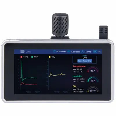 REED INSTRUMENTS Indoor Air Quality Meter: Built-In Mount/Internal Time & Date Stamp - Gas Analyzers for Carbon Dioxide