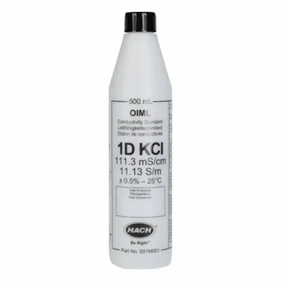 HACH Conductivity Standard Solution: 500 mL Volume, Liquid, Solution, S51M001 - Conductivity Standards