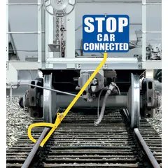 Yellow square rail sign staff post without pre-punched holes, allowing custom hole placement. Non-breakaway design for permanent installation. Used for mounting safety or identification signs on square rail structures in industrial facilities.