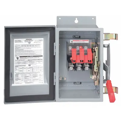Siemens Solar Safety Disconnect Switch: Fusible, 100 A, 600V AC, Indoor - Fusible Disconnect Switches