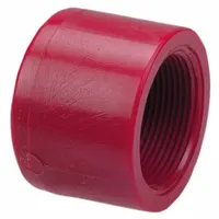 Pipe Cap: Polyvinylidene, 3/4 in Fitting Pipe Size, Schedule 80, Female NPT, Red, 280°F Max Op Temp (MPN 6517-3-3/4)