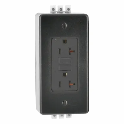 LEVITON Duplex Receptacle Outlet: Hospital Grade, Duplex, 5-20R, Black, GFCI, 125V AC - General Purpose Receptacles