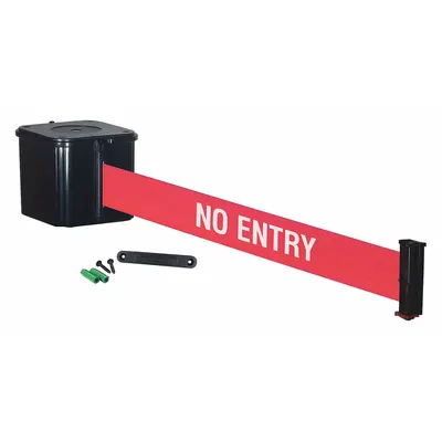 RETRACTA-BELT Wall Mounted Retractable Belt Barrier: Removable Mounting Plate, 30 ft Belt Lg - Wall-Mount Retractable Belt Barriers