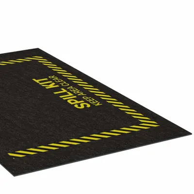 PIG Entrance Mat: Spill Station, 3 ft x 5 ft, 1/8 in Thick, Polypropylene, Adhesive Backed - Safety