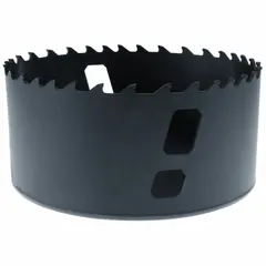 Carbide tipped hole saw for cutting multi-material surfaces. Features 2/3 teeth per inch and a maximum cutting depth of 1-15/16 in. Suitable for use in wood, metal, and plastic. Arbor not included.