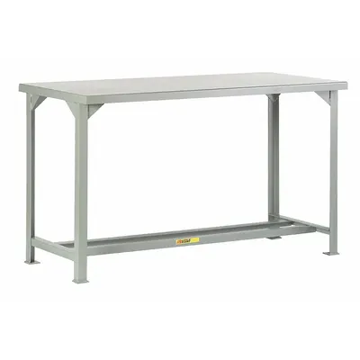 LITTLE GIANT Workbench: Fixed Ht, 60 in x 24 in, Gray, No Additional Components - Steel-Top Workbenches