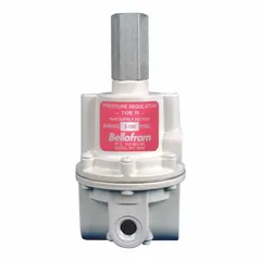 This high-flow industrial pressure regulator is designed for compressed air systems, featuring a relieving design and knob adjustment. Constructed with an aluminum body and a 3/8 in NPT female connection, it is suitable for through-panel mounting in pneumatic control applications.