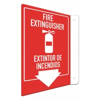 Aluminum sign with mounting holes for installation. Engineer Grade retroreflective surface improves visibility. Nominal size 12 in x 8 in. Used to mark fire extinguisher locations in industrial facilities