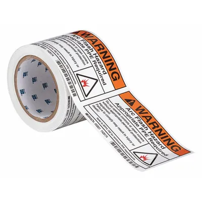 BRADY Label: Polyester, Adhesive Sign Mounting, 3 1/2 in x 5 in Nominal Sign Size - Warning: Arc Flash Hazard Appropriate PPE Required Do Not Operate Controls Or Open Covers Without Appropriate Personal Protection Equipment. Failure To Comply May Result In Injury Or Death! Refer To NFPA 70E For Minimum PPE Requirements. Signs