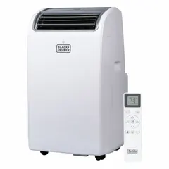 This BLACK & DECKER portable air conditioner provides cooling only, operating on 120V AC power. It includes an air filter for basic air cleaning. Suitable for spot cooling in small to medium rooms, offices, or temporary workspaces where permanent installation is not feasible.