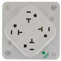 HUBBELL Receptacle: Hospital Grade Fed. Spec., Quad, 5-20R, Gray, 125V AC, 20 A, 2 Pole / 3 Wire (MPN HBL420HGY)