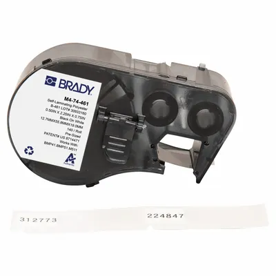 BRADY Combined Label and Ribbon Cartridge: Rectangle, 1/2 in x 2 13/64 in, Black on White - Brady Thermal Transfer Precut Label Roll Cartridges