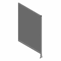 This unassembled add-on kit includes a clear solid polycarbonate panel with a gray anodized aluminum frame. Designed for use with T-slot aluminum framing systems, it provides visibility and physical separation in machine guarding, workstations, enclosures, and partition walls.