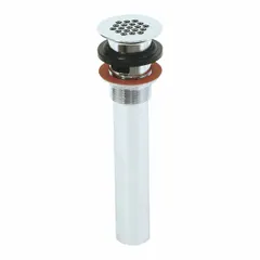 APPROVED VENDOR Sink Drain with Flat Strainer, Brass, Chrome, 8 in Overall Height, 1-1/4 in Overall Diameter