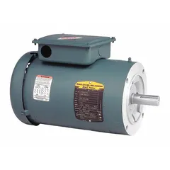 Totally enclosed fan cooled (TEFC) 3-phase AC motor with C-face mounting. Rated 3/4 hp, 3515 RPM at 60 Hz, 208-230/460V AC, 1.1 A full load current. Suitable for pumps, fans, conveyors, and compressors in industrial environments.