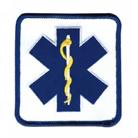 HEROS PRIDE Embroidered Patch: Star of Life, 2 7/8 in x 3 1/8 in, White, Polyester/Rayon, Shoulder (MPN 5295)