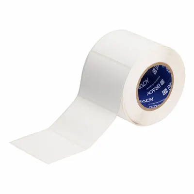 BRADY Pre-Cut Label Stock Roll: 3 in x 4 in, Acrylic, Permanent Adhesive, 500 Labels - Brady Inkjet Precut Label Rolls