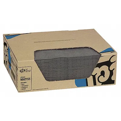 PIG Sorbent Pad, 20 in x 15 in, Gray, 100 PK - Sorbent Pads