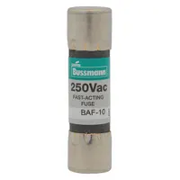 BUSSMANN Fuse: BAF Series, Midget, Fast-Acting, 12 A, 250 V AC, 13/32 in x 1 1/2 in, Non-Indicating (MPN BAF-12)