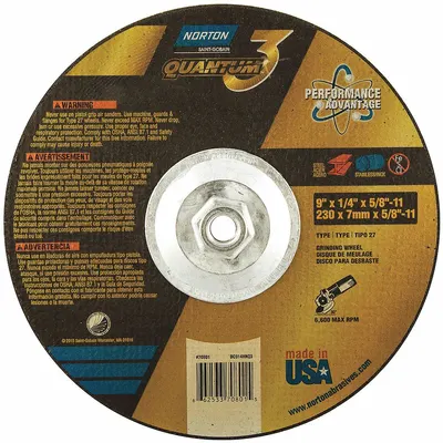 NORTON Quantum 3 SG Depressed Center Grinding Wheel - Cool-Cutting Grinding Wheels for Carbon & Stainless Steel