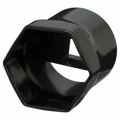 This SAE lock nut socket features a 6-point, standard profile design with a 3-7/8 in socket size. It is used for tightening or loosening lock nuts on heavy-duty equipment, such as trucks, trailers, and industrial machinery. The socket has a powder-coated finish for corrosion resistance.