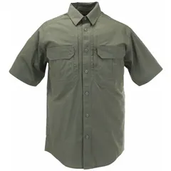 This men's tactical collared work shirt features a button front and short sleeves, constructed from cotton. Designed for professional and field use, it is suitable for law enforcement, security, outdoor work, and industrial environments.