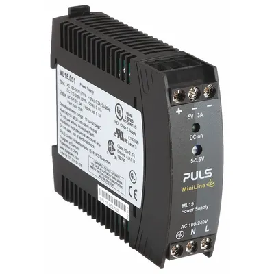 PULS DC Power Supply: DIN Rail, 15 W Output Power - Rated, 3 A Current - Output - DIN Rail Mount DC Power Supplies