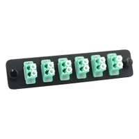 FIBERTRONICS Fiber Optic Adapter Plate: Multi-Mode, OM3, 12 Fiber Ports, LC, UPC, Duplex, Aqua, LGX (MPN LGX-LCDX-6A)